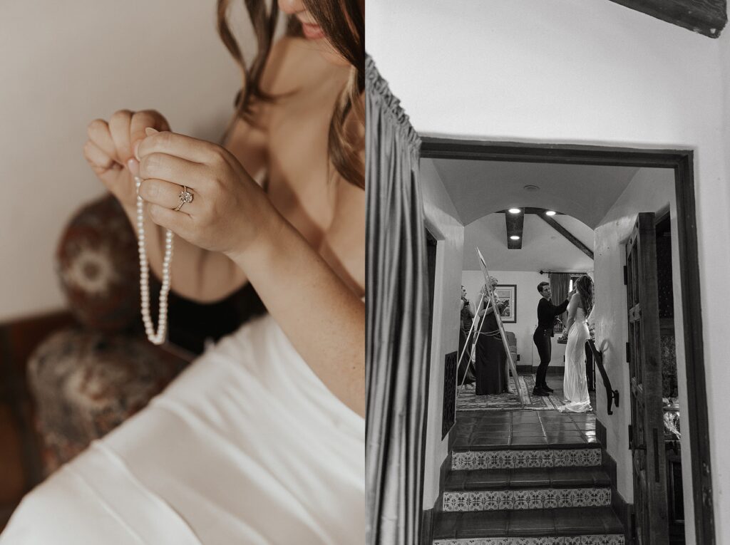 Bride getting ready on wedding day Photographed by Nicole Kirshner