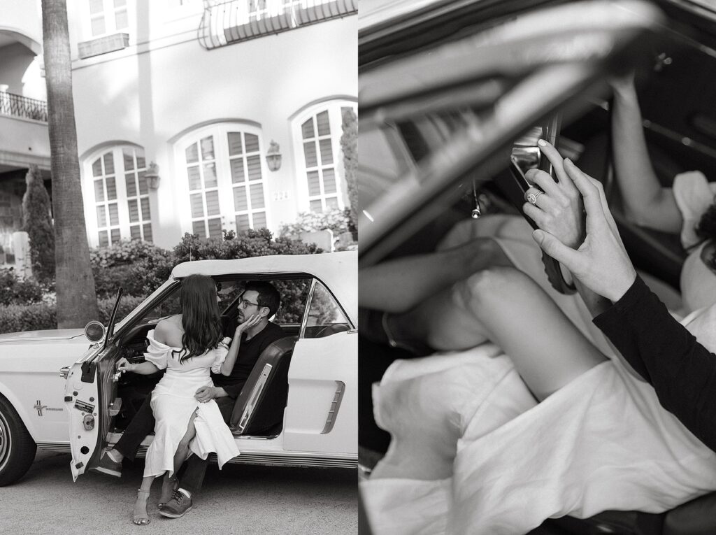 Couple with convertible car in Orange County Photo Session Photographed by Nicole Kirshner