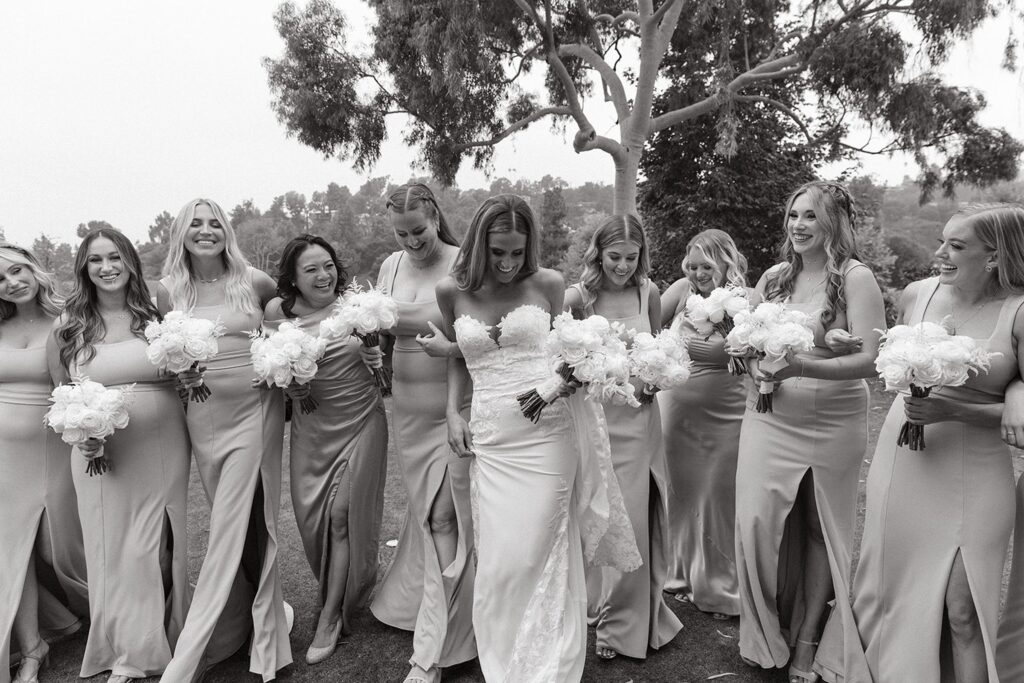 Bridesmaids at wedding in Pasadena 