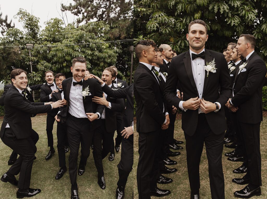 Groomsmen photos at wedding in Pasadena 
