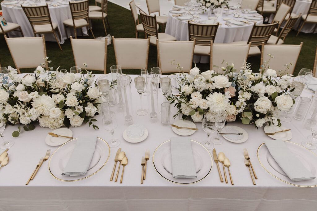 Table setting at wedding reception in Pasadena California 