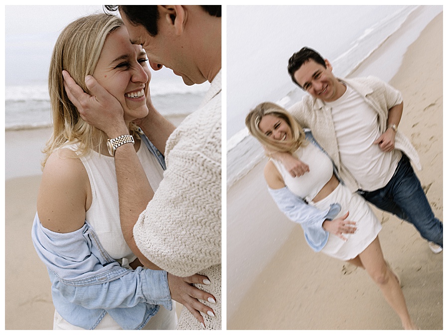 Candid engagement photo in Huntington Beach newport beach